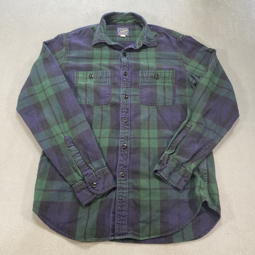 J. Crew Sportmans Outfitter Mens Flannel Long Sleeve Button Down Navy Plaid Sm